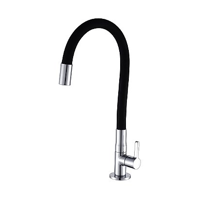 Torneira Para Cozinha De Mesa - Bica Flexível - Black - Wj-1167-St-Bl - Jiwi