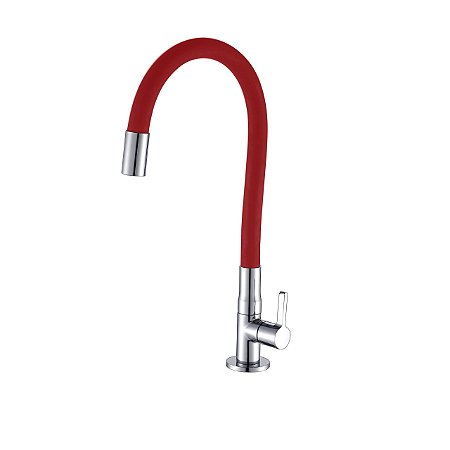 Torneira Para Cozinha De Mesa - Bica Flexível - Red - Wj-1167-St-Rd - Jiwi