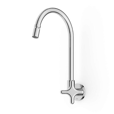Torneira Para Cozinha De Parede Com Bica Móvel E Arejador Articulado Cross Cromado - B5009F6Crb - Celite
