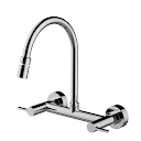 Misturador Duplo Comando Para Cozinha De Parede Bica Móvel - Wj-1258-St-Cr - Jiwi