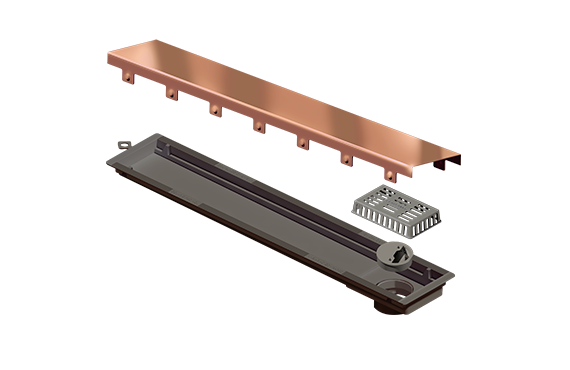 Elleve - Ralo Linear Versatile 50Cm Saida Central Inox Red Gold - 8928 - Ralo Linear