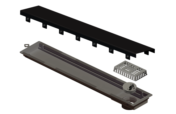 Elleve - Ralo Linear Versatile 75Cm Saida Central Inox Black Matte - 8934 - Ralo Linear