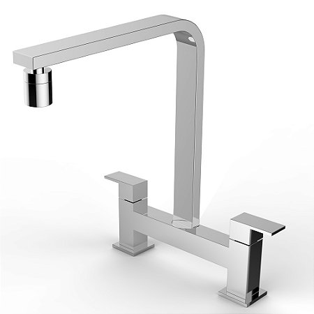 Misturador Duplo Comando Para Cozinha De Mesa Bica Móvel - Wj-1256-Md-Cr - Jiwi