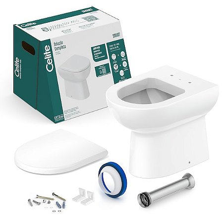 Kit Bacia Convencional, Assento Termofixo Soft Close E Complementos De Instalação Smart - 1167270010300 - Celite