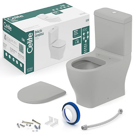 Bacia Com Caixa + Complementos De Instalação Slim - Stone - 1327230070308 - Celite