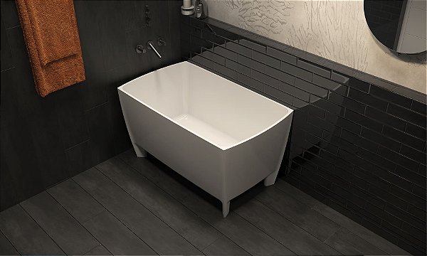Banheira Brasilia - Duramatt Fosco Acetinado Branco - Sifao Externo Preto Fosco - Sbbf00301010203 - Sabbia