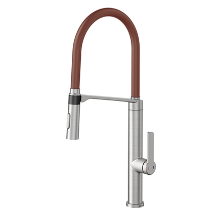 Monocomando Doc Inox Escovado Com Mangueira Na Cor Corten - 006957Bz - Docol