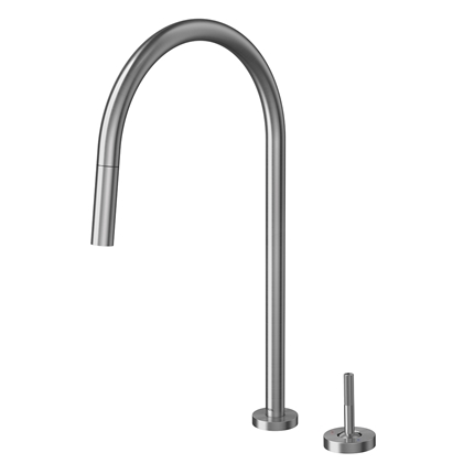 Misturador Joystick Cozinha De Mesa Com Ducha Retrátil Mix&Match Grafite Escovado - 01546270 - Docol