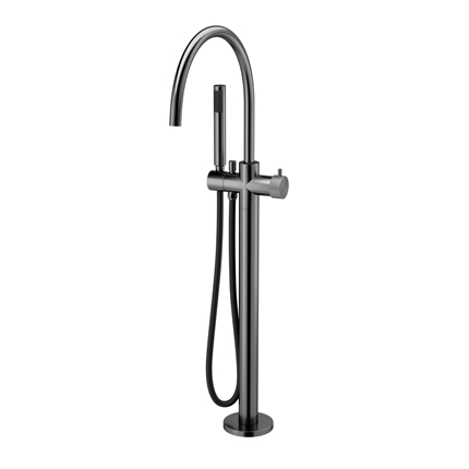 Misturador Monocomando De Piso Para Banheira Com Ducha Grafite Escovado - 01594270 - Docol