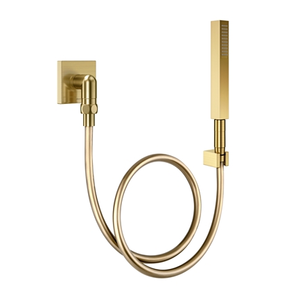 Ducha Manual Square Com Joelho 90º Em Ouro Escovado - 01834772 - Docol