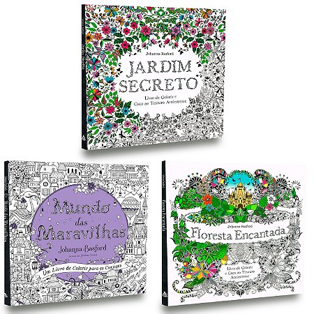 Kit 3 Livros para Colorir -Jd.Secreto+Mundomaravilhas+Floresta