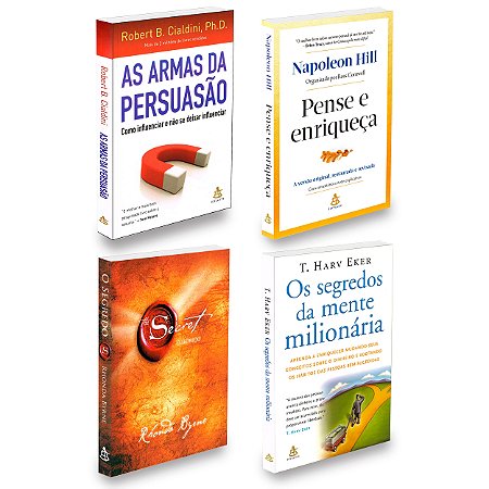 Kit Segredos da Mente Milionária+Armas da Persuasão+Pense e Enriqueça+O Segredo