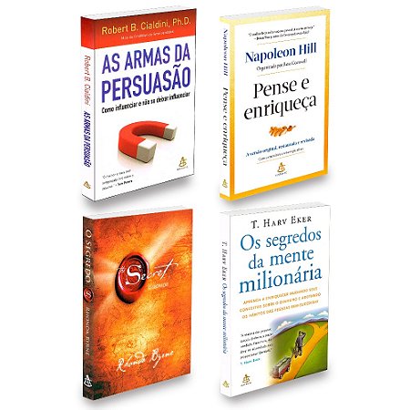 Kit Segredos da Mente Milionária+Armas da Persuasão+Pense e Enriqueça+O Segredo