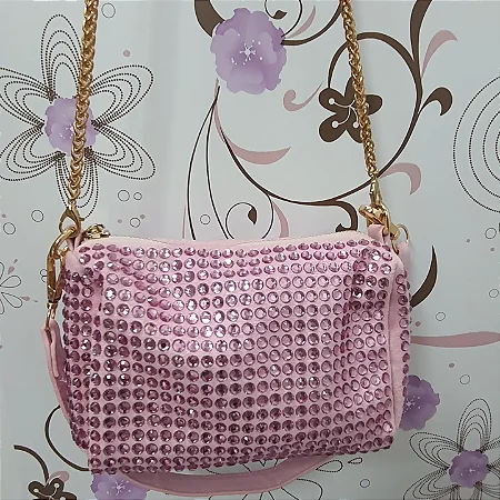 Bolsa rosa com brilho