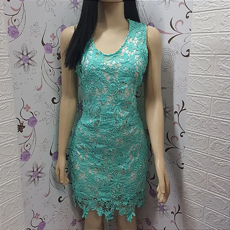 Vestido Renda Azul Tam  G veste 42- 44