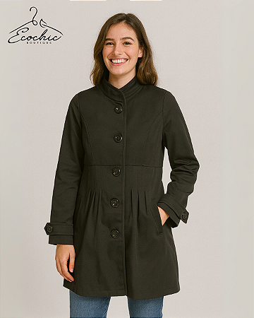 DIMPUS - CASACO ACINTURADO LONGO PT, P