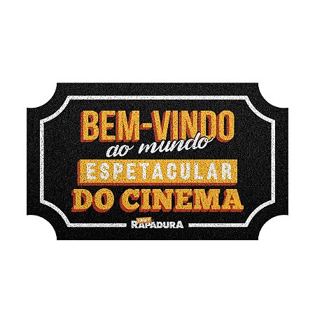 Capacho 60x40cm Cinema com Rapadura - Ingresso (PRETO)