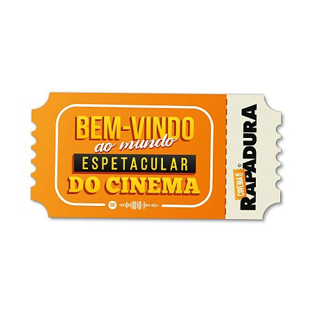 Placa Decorativa 30x15 Cinema com Rapadura - Mundo espetacular do cinema (LARANJA)