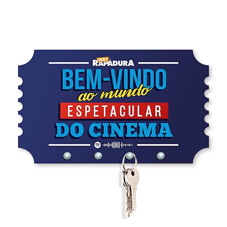 Porta Chaves 21x12cm Cinema com Rapadura - Mundo espetacular do cinema (AZUL)