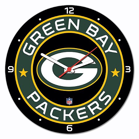 Relógio de Parede Licenciado NFL - Green Bay Packers (Preto)