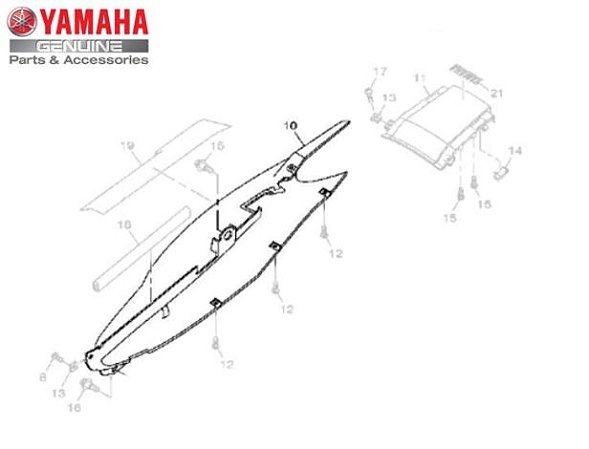 RABETA DIREITA  CINZA PARA YS250 2006 A 2010 ORIGINAL YAMAHA (COM PEQUENAS AVARIAS) **ULTIMA PEÇA**