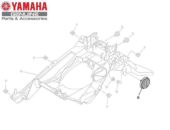 REFLETOR LATERAL DO PARALAMA TRASEIRO PARA NEO125 2020 A 2022 ORIGINAL YAMAHA