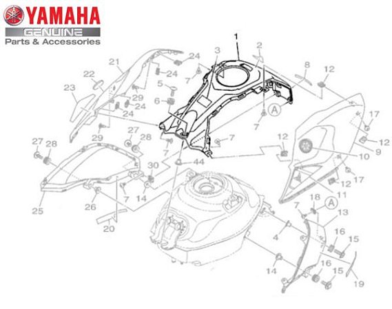 COBERTURA DA TAMPA DO TANQUE PRETO PARA MT-03 2017 A 2020 ORIGINAL YAMAHA