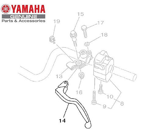 ALAVANCA ESQUERDA DA EMBREAGEM PARA YBR125 2000 A 2008 ORIGINAL YAMAHA