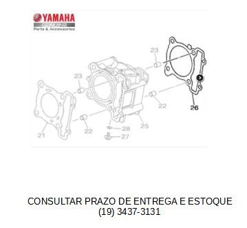 GAXETA OU JUNTA DO CILINDRO PARA NMAX 160 2017 ATE 2022 ORIGINAL YAMAHA (CONSULTAR PRAZO DE ENTREGA E ESTOQUE)