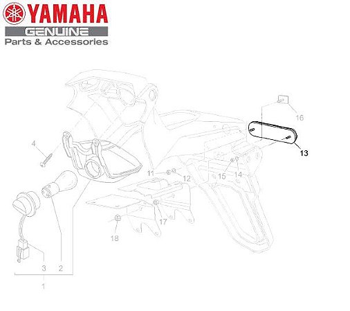 REFLETOR TRASEIRO PARA MT-03 660CC 2008 ORIGINAL YAMAHA