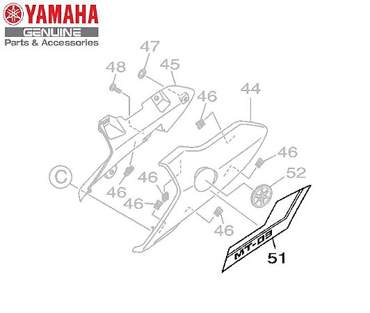 GRÁFICO DA TOMADA DE AR PARA MT-03 2021 E 2022 ORIGINAL YAMAHA