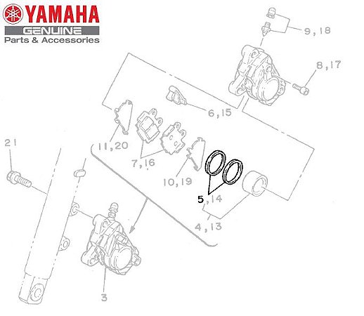 JOGO DE RETENTORES DA PINÇA DE FREIO PARA RD350 ORIGINAL YAMAHA