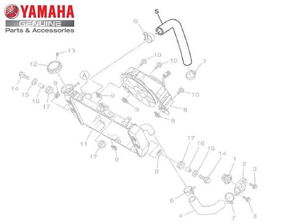 MANGUEIRA DO RADIADOR LADO DIREITO MT-03 E YZF R3 ORIGINAL YAMAHA