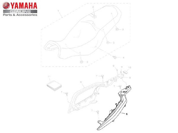 SUPORTE DO CARONA ESQUERDO PARA XTZ150 CROSSER ORIGINAL YAMAHA (CONSULTAR PRAZO DE ENTREGA E ESTOQUE)