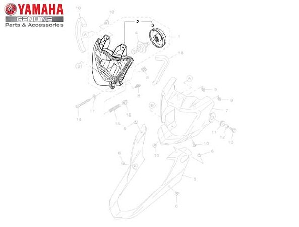 BLOCO DO FAROL DIANTEIRO CONJUNTO XTZ 150 CROSSER ORIGINAL YAMAHA (CONSULTAR PRAZO DE ENTREGA E ESTOQUE)