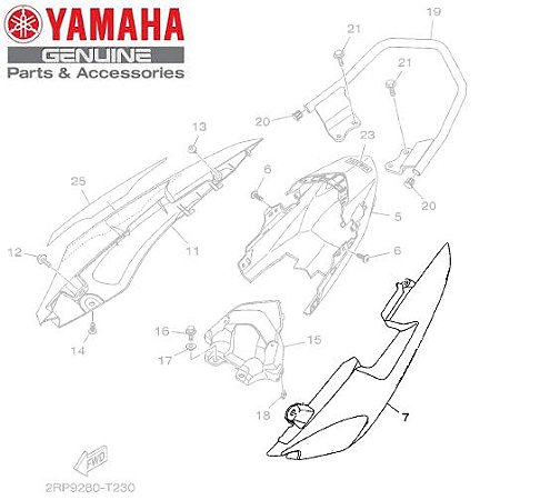 TAMPA TRASEIRA ESQUERDA PRETA PARA FACTOR 150, FACTOR 125 BLUE FLEX ORIGINAL YAMAHA