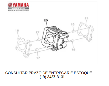 CILINDRO DO MOTOR NOVA NEO 125 2017 A 2022 E PARA FLUO 125 2023 E 2024 ORIGINAL YAMAHA (CONSULTAR PRAZO DE ENTREGA E ESTOQUE)