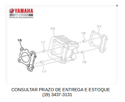 GAXETA OU JUNTA DO CABEÇOTE DO CILINDRO NOVA NEO 125 ORIGINAL YAMAHA (CONSULTAR PRAZO DE ENTREGA E ESTOQUE)