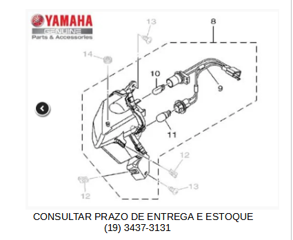PISCA DIANTEIRO DIREITO COMPLETO PARA NEO 125 ORIGINAL YAMAHA (CONSULTAR PRAZO DE ENTREGA E ESTOQUE)