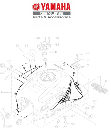 ADESIVO DO TANQUE PARA YS 250 2017 VERMELHO ORIGINAL YAMAHA (CONSULTAR ESTOQUE E EPRAZO DE ENTREGA)