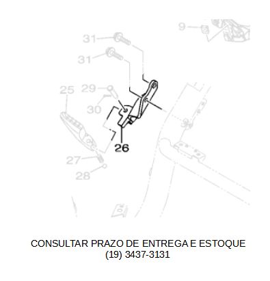 SUPORTE DO ESTRIBO DIREITO PARA NEO 125 2017 ATE 2025 ORIGINAL YAMAHA (CONSULTAR PRAZO DE ENTREGA E ESTOQUE)