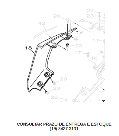 RABETA DIREITA YZF R15 2024 ORIGINAL YAMAHA (CONSULTAR PRAZO DE ENTREGA E ESTOQUE)