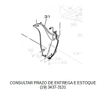 PAINEL INTERNO 4 ESQUERDO PARA YZF R15 2024 ORIGINAL YAMAHA (CONSULTAR PRAZO DE ENTREGA E ESTOQUE)