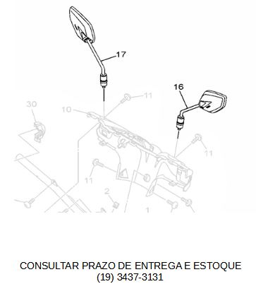 ESPELHO RETROVISOR DIREITO/ESQUERDO PARA XTZ150 CROSSER 2018 A 2021, NOVA NEO 125 2020 ATE 2025, XTZ 250 Z TENERE 2019/FAZER 150/YBR150 FACTOR 2019 E 2021 UBS/FLUO 125 2023 ATE 2025  ORIGINAL YAMAHA