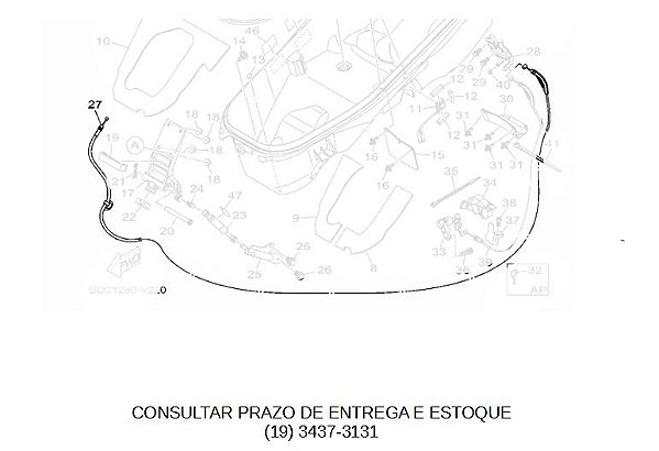 CABO DA TRAVA DO BANCO XMAX 2021 ATE 2023 ORIGINAL YAMAHA (CONSULTAR PRAZO DE ENTREGA E ESTOQUE)