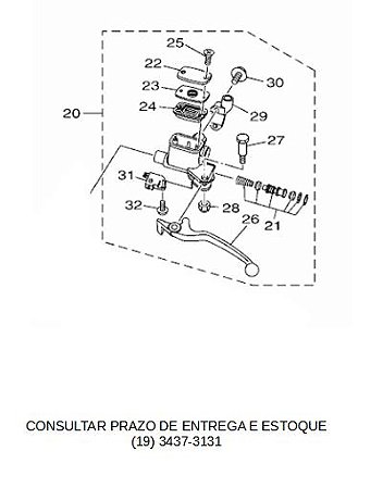 CILINDRO MESTRE DIANTEIRO (ESQUERDO) PARA NMAX 160 2017 ATE 2023 ORIGINAL YAMAHA (CONSULTAR PRAZO DE ENTREGA E ESTOQUE)