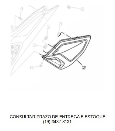 PAINEL 1 DA TAMPA LATERAL PARA FZ 15 2023 E 2024 ORIGINAL YAMAHA (CONSULTAR PRAZO DE ENTREGA E ESTOQUE)