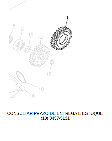 ENGRENAGEM MOTORA DA BOMBA DE AGUA PARA XT 660R 2005 ATE 2018 ORIGINAL YAMAHA (CONSULTAR PRAZO DE ENTREGA E ESTOQUE)