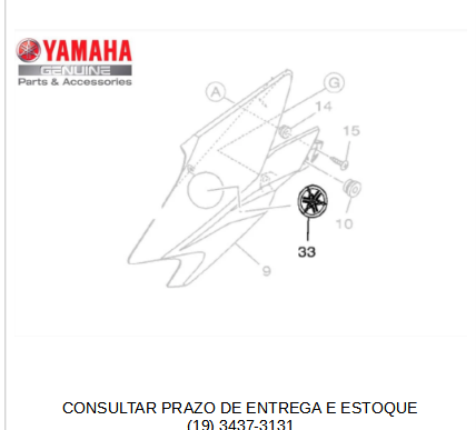 EMBLEMA DIAPASÃO DA ABA DE TANQUE DA FACTOR 150 ORIGINAL YAMAHA