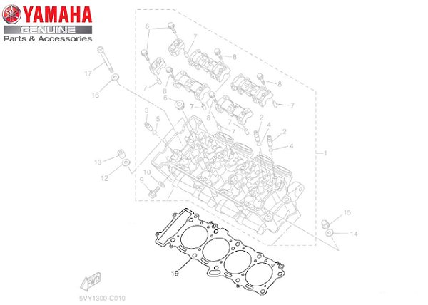 GAXETA ( JUNTA ) DO CABEÇOTE DA YZF R-1 ATÉ 2006 ORIGINAL YAMAHA